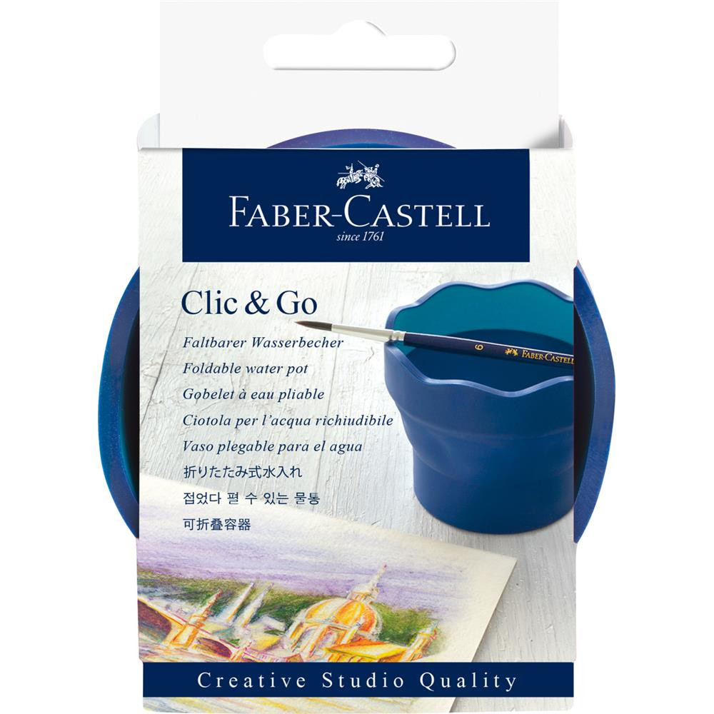 Foldable Clic&Go Creative Studio water cup - Faber-Castell - blue
