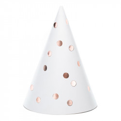 Party hats - white and rose gold, 6 pcs