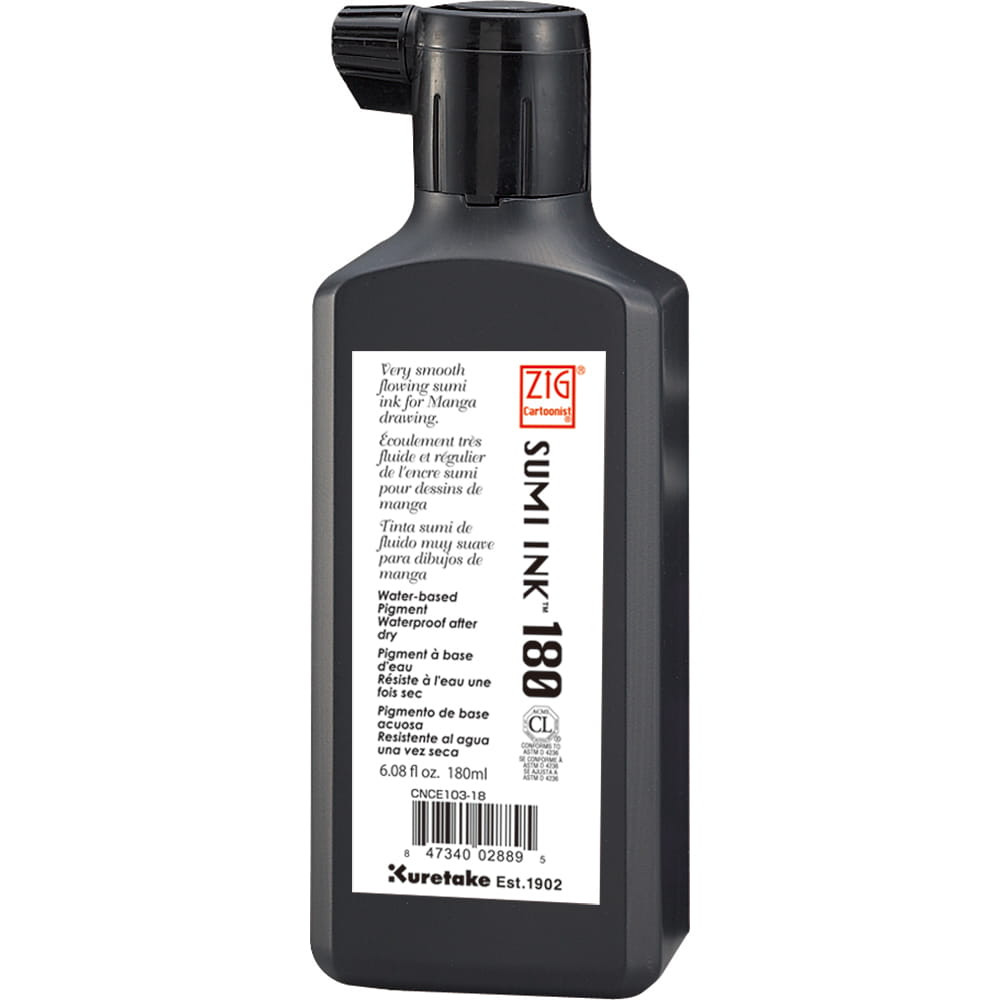 Calligraphy ZIG Cartoonist Sumi ink - Kuretake - black, 180 ml
