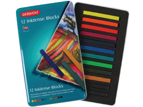 Inktense blocks set in metal tin - Derwent - 12 colors