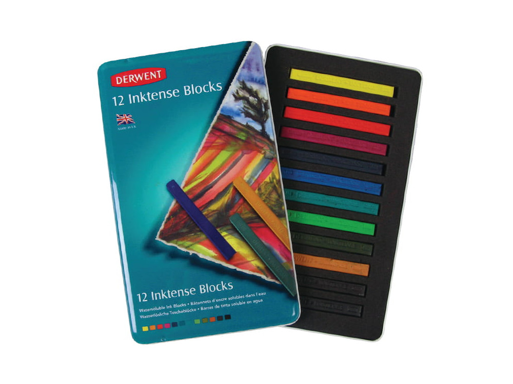 Zestaw sztyftów akwarelowych Inktense Blocks - Derwent - 12 kolorów