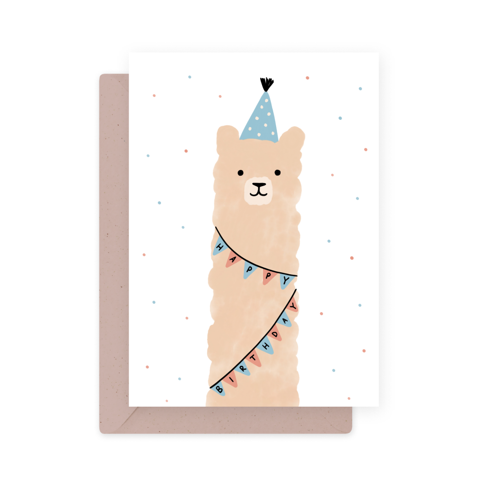 Greeting card - Eökke - Birthday llama, 12 x 17 cm