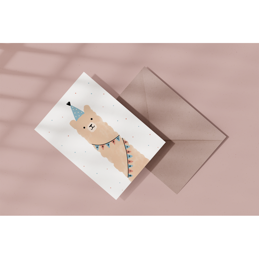 Greeting card - Eökke - Birthday llama, 12 x 17 cm
