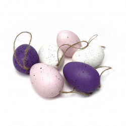 Eggs pendants - violet, dark violet, natural, 6 cm, 6 pcs