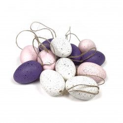 Eggs pendants - violet, white, pink, 5 cm, 12 pcs