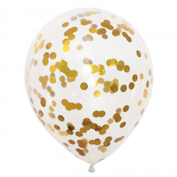 Balony z konfetti - złote, 30 cm, 5 szt.