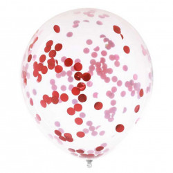 Balloons with confetti - red, 30 cm, 5 pcs