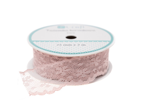 Lace ribbon - DpCraft - powder pink, 25 mm, 2 m