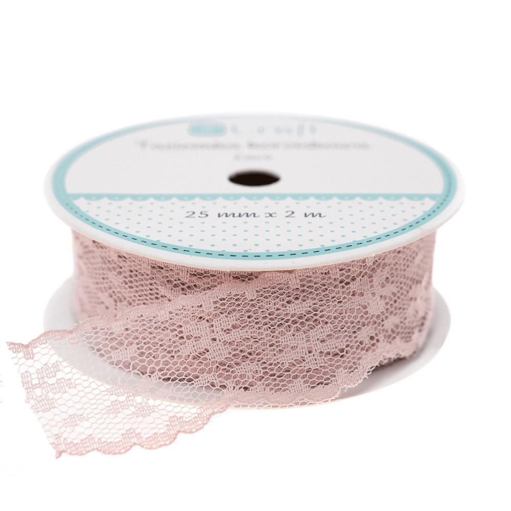 Lace ribbon - DpCraft - powder pink, 25 mm, 2 m