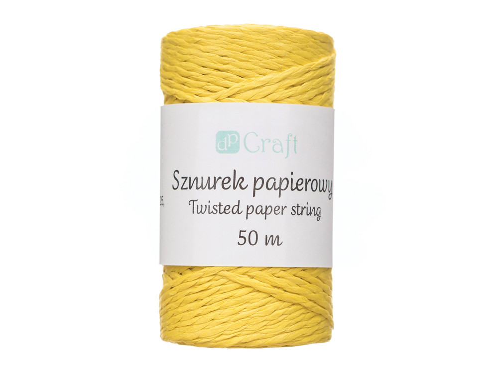 Sznurek papierowy - DpCraft - żółty, 50 m