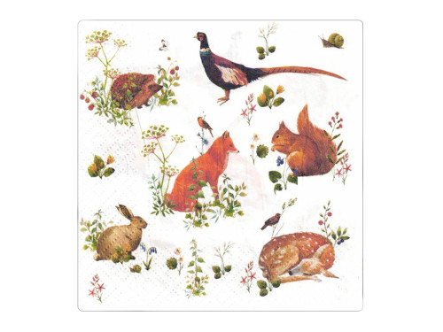 Decorative napkins - Paw - Wild Forest Animals, 20 pcs