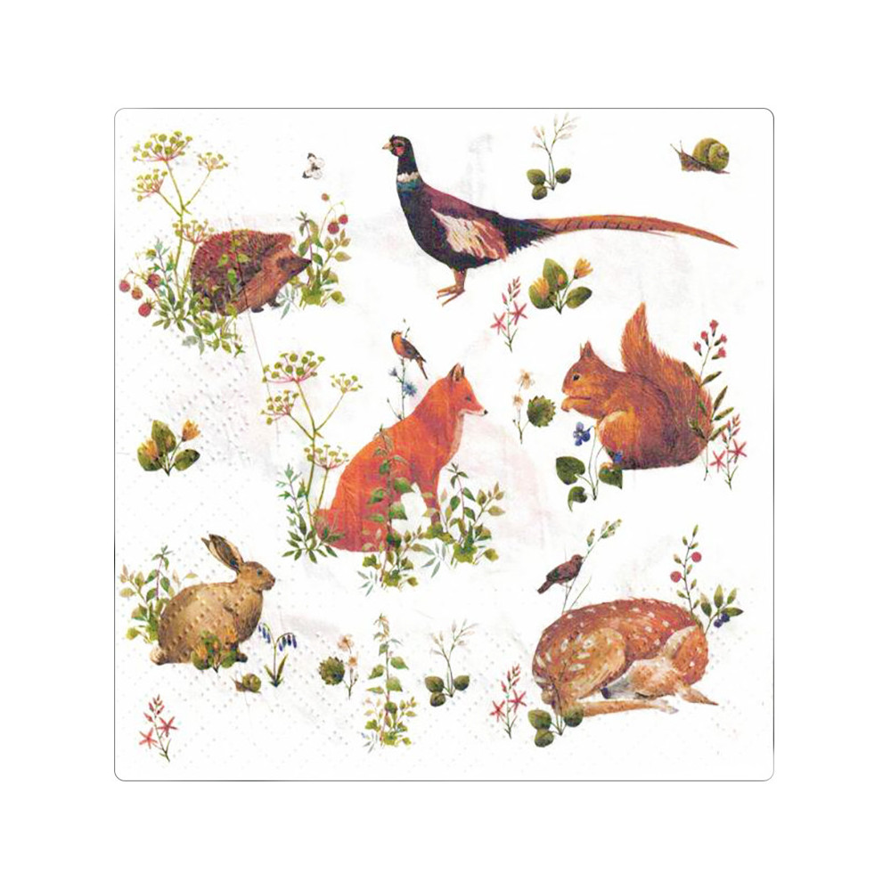 Decorative napkins - Paw - Wild Forest Animals, 20 pcs