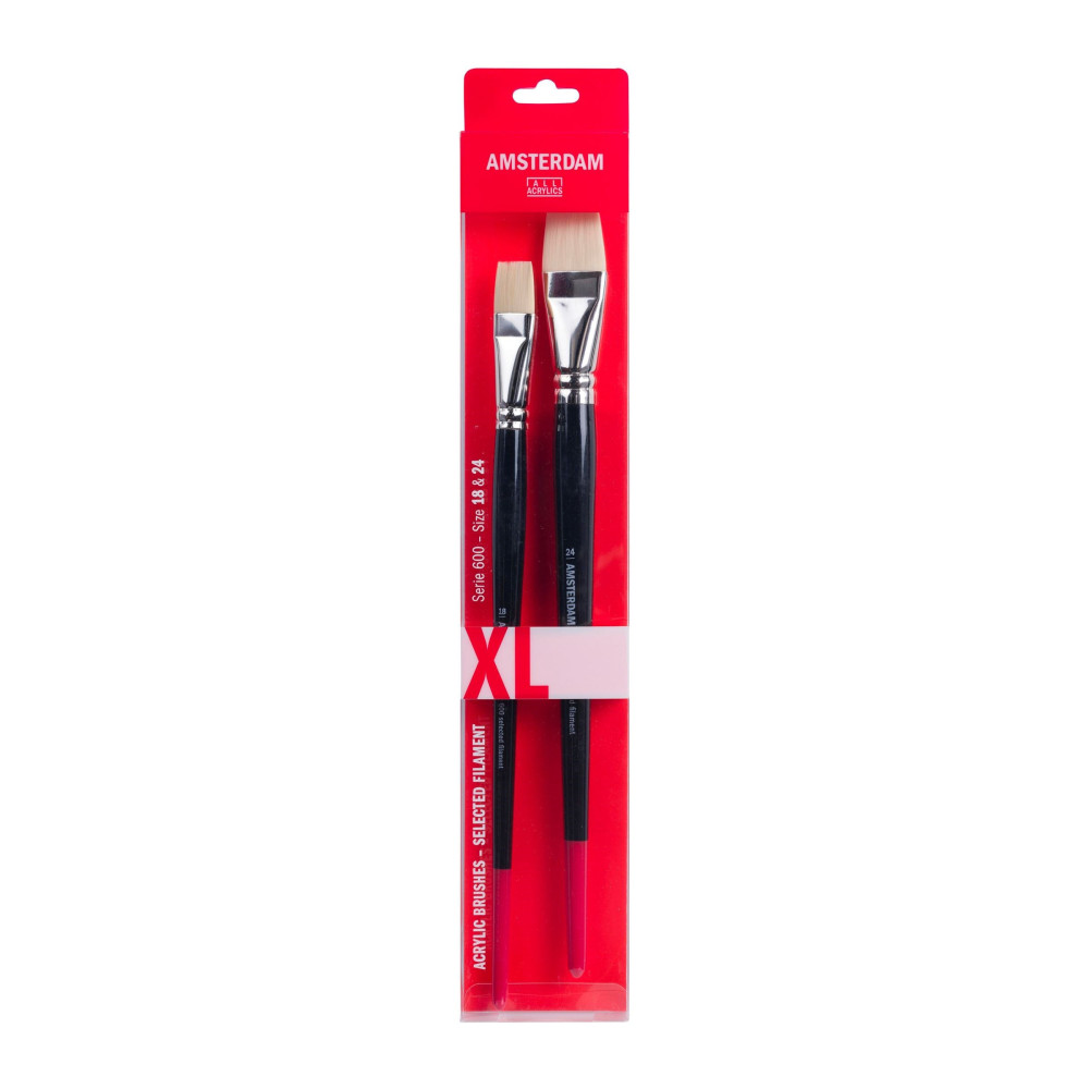 Set of flat, synthetic brushes - Amsterdam - long handle, XL, 2 pcs