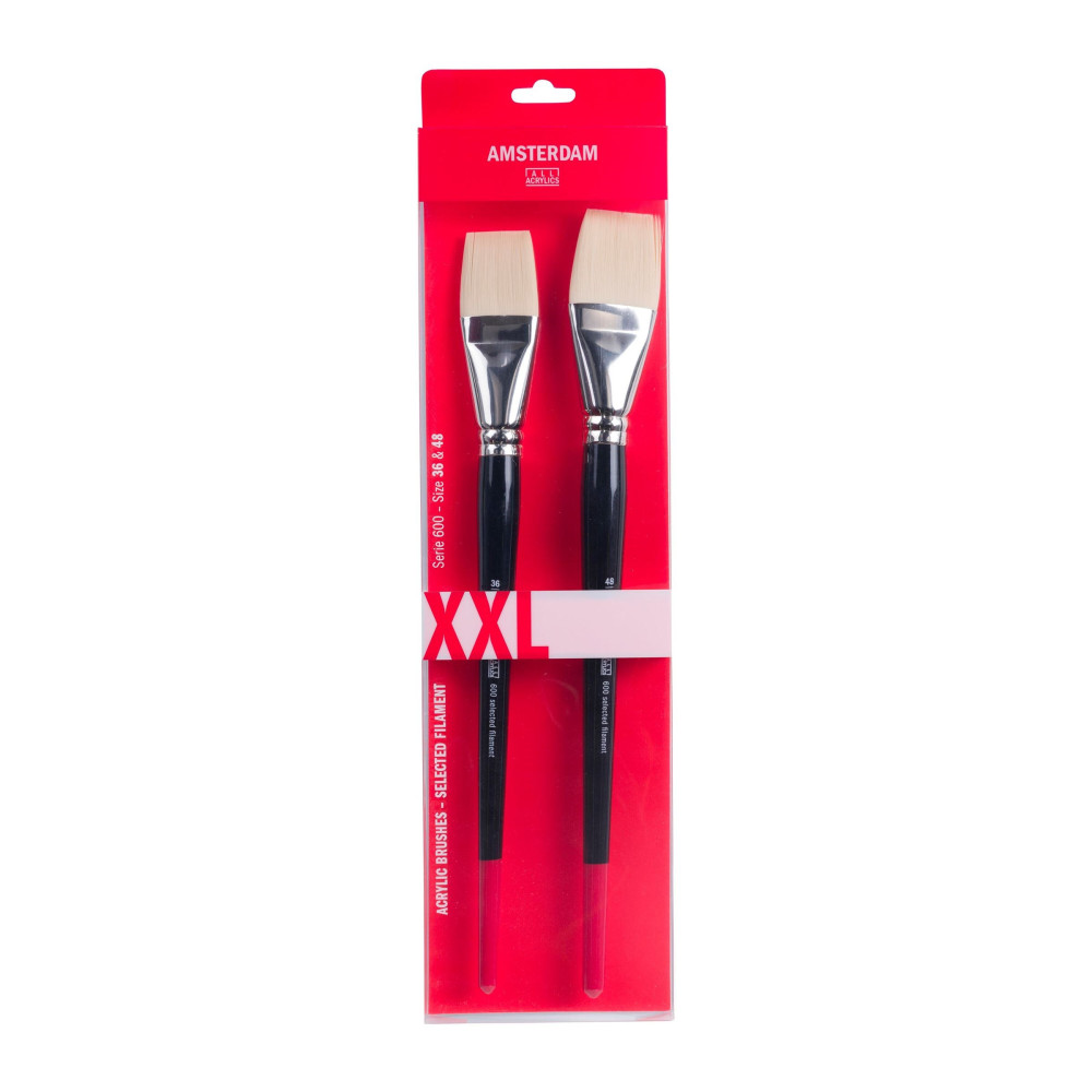 Set of flat, synthetic brushes - Amsterdam - long handle, XXL, 2 pcs