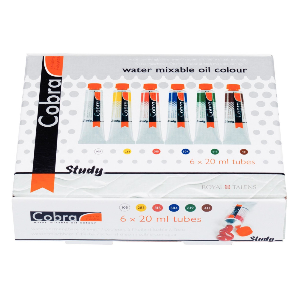 Zestaw farb olejnych Study w tubkach - Cobra - 6 kolorów x 20 ml