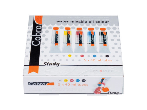 Set of Study oil paints in tubes - Cobra - 5 colors x 40 ml
