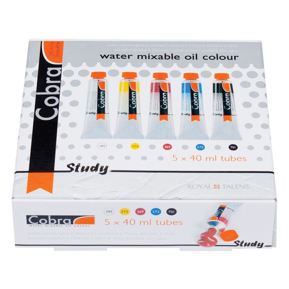 Set of Study oil paints in tubes - Cobra - 5 colors x 40 ml