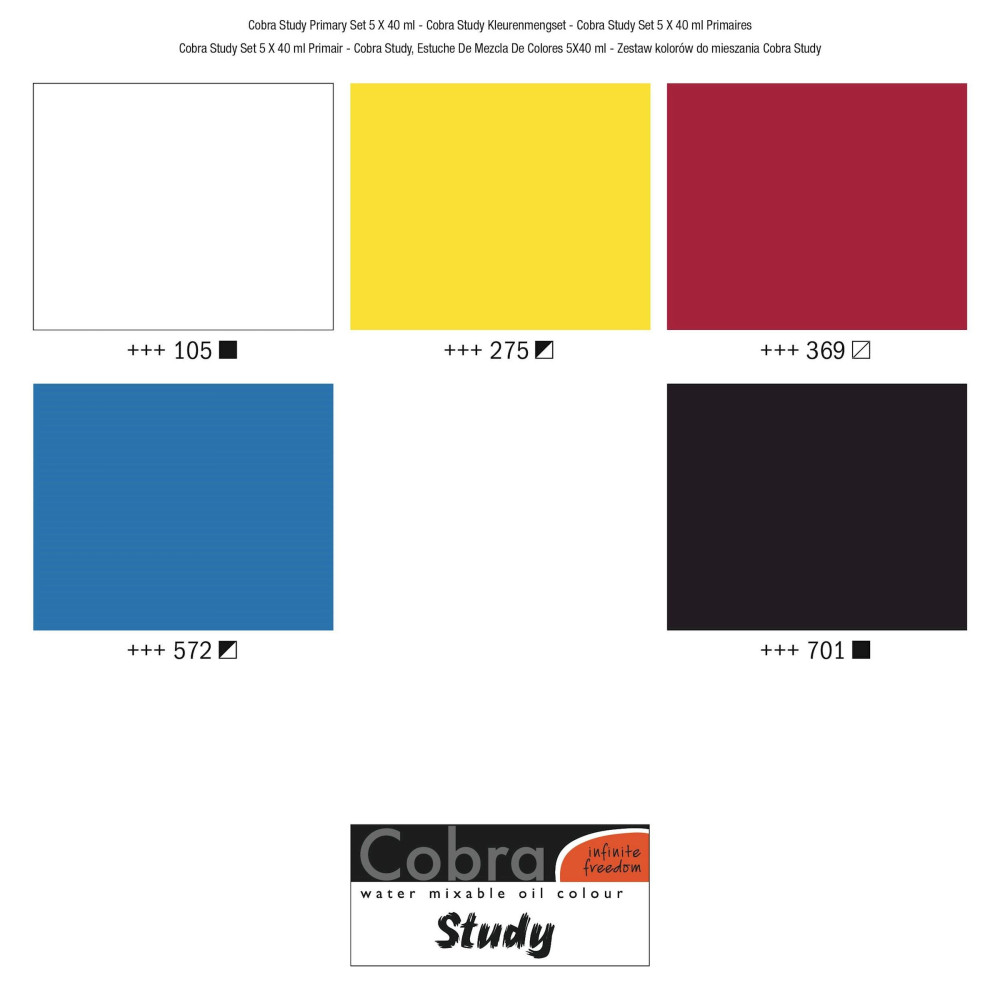 Zestaw farb olejnych Study w tubkach - Cobra - 5 kolorów x 40 ml