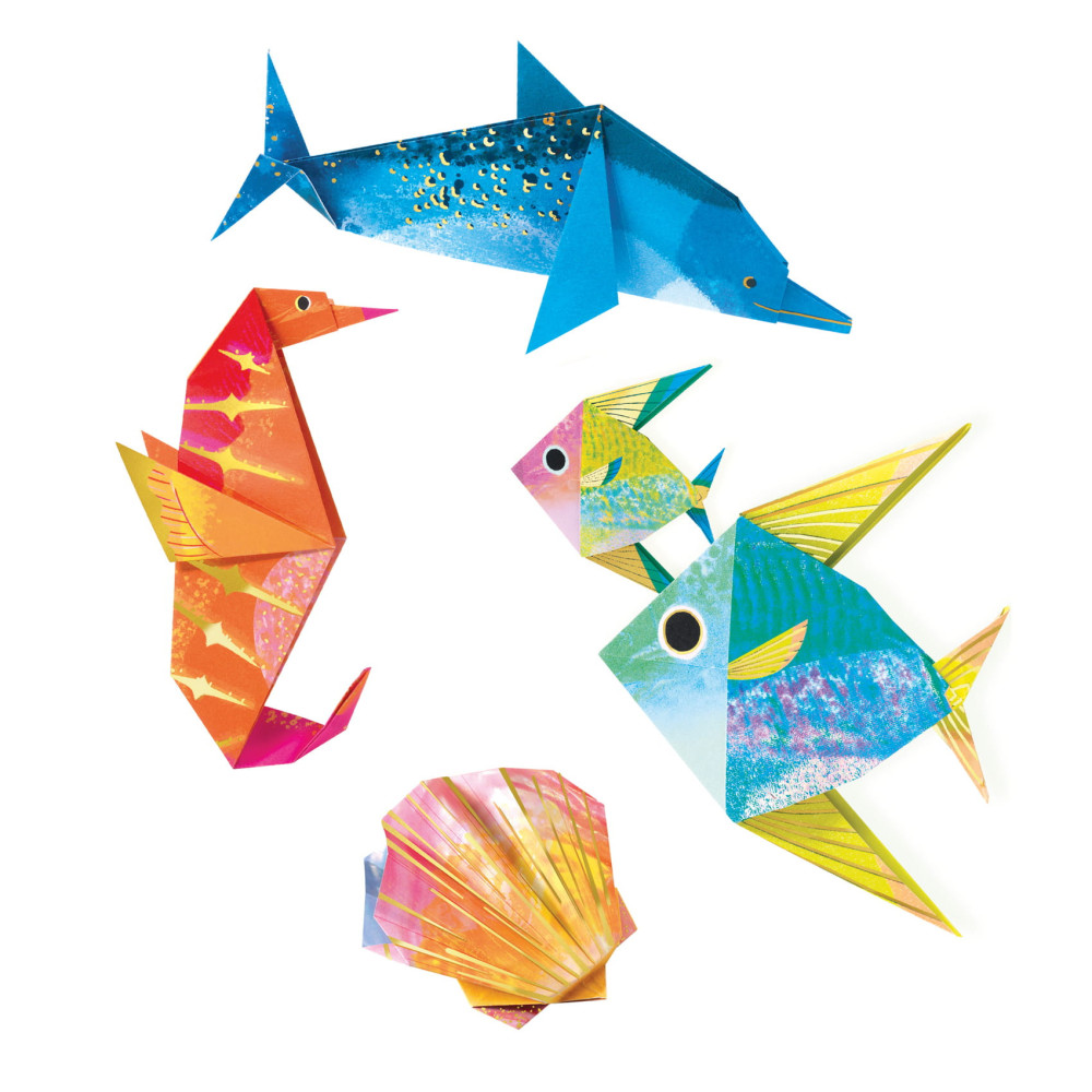 Zestaw do origami - Djeco - Morskie zwierzęta, 24 szt.