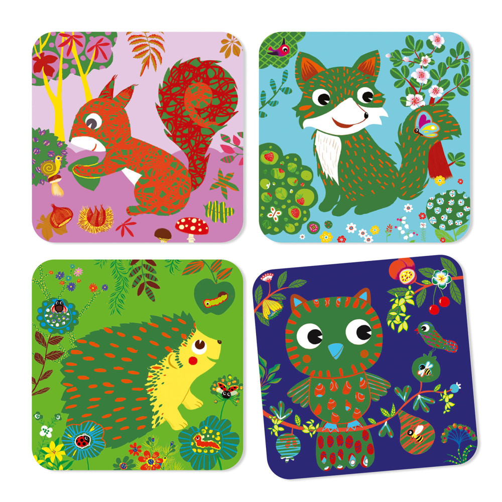 Scratch boards for children - Djeco - Animals, 4 sheets