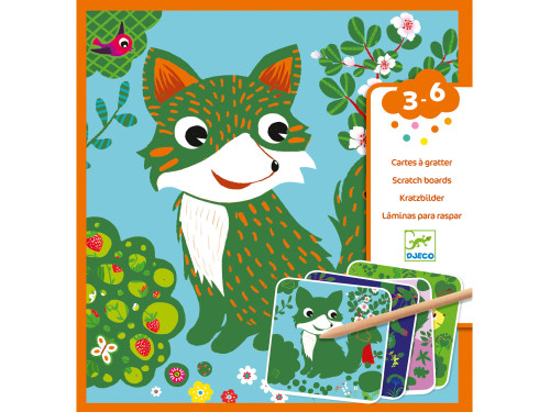 Scratch boards for children - Djeco - Animals, 4 sheets
