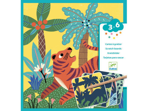 Scratch boards for children - Djeco - Big animals, 4 sheets