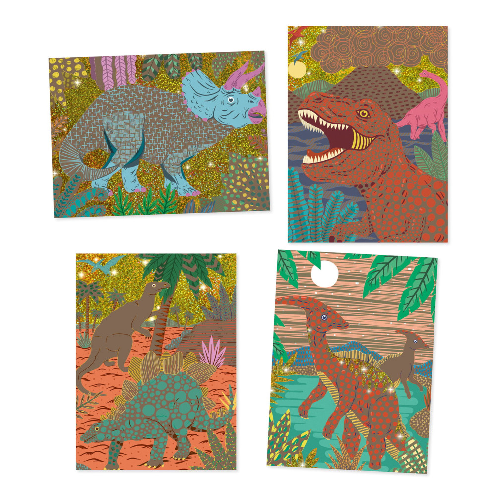 Scratch boards for children Dinosaurs - Djeco - 4 sheets