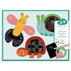 Scratch boards for folding - Djeco - Funny animals, 4 sheets