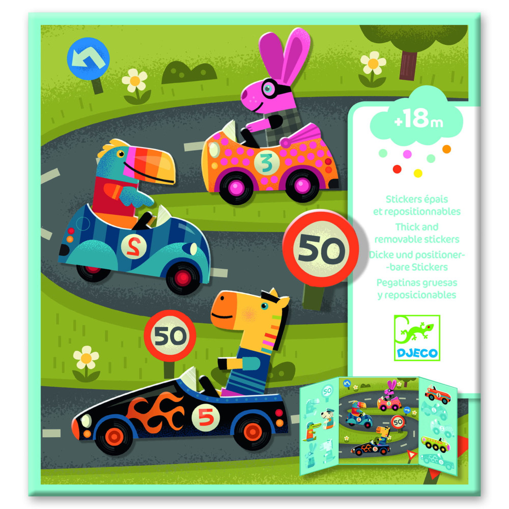 Set of reusable stickers Cars - Djeco