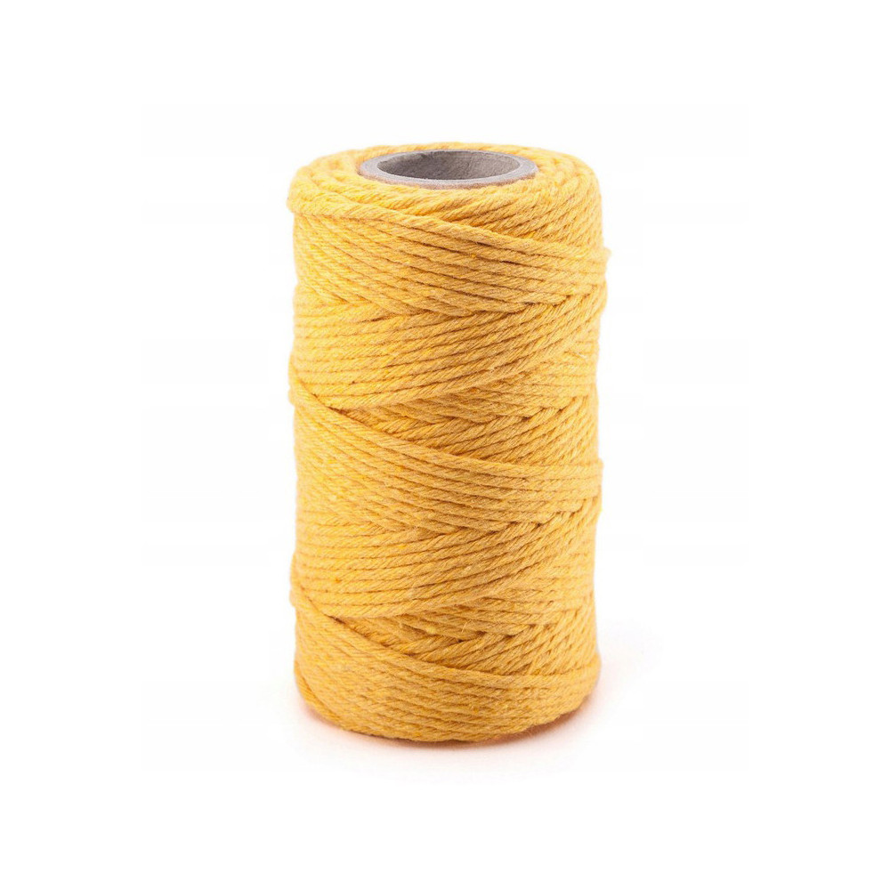 Cotton cord for macrames - yellow, 2 mm, 100 g, 70 m