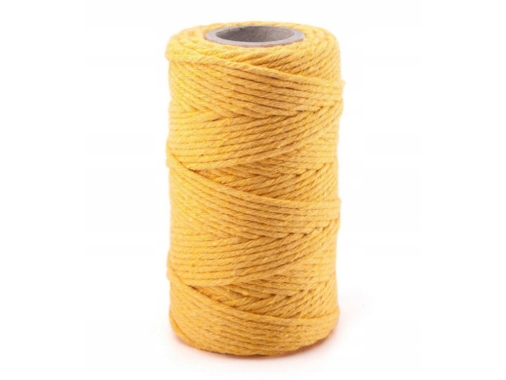Sznurek bawełniany do makramy - żółty, 2 mm, 100 g, 70 m