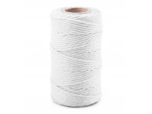 Sznurek bawełniany - biały, 2 mm, 50 m