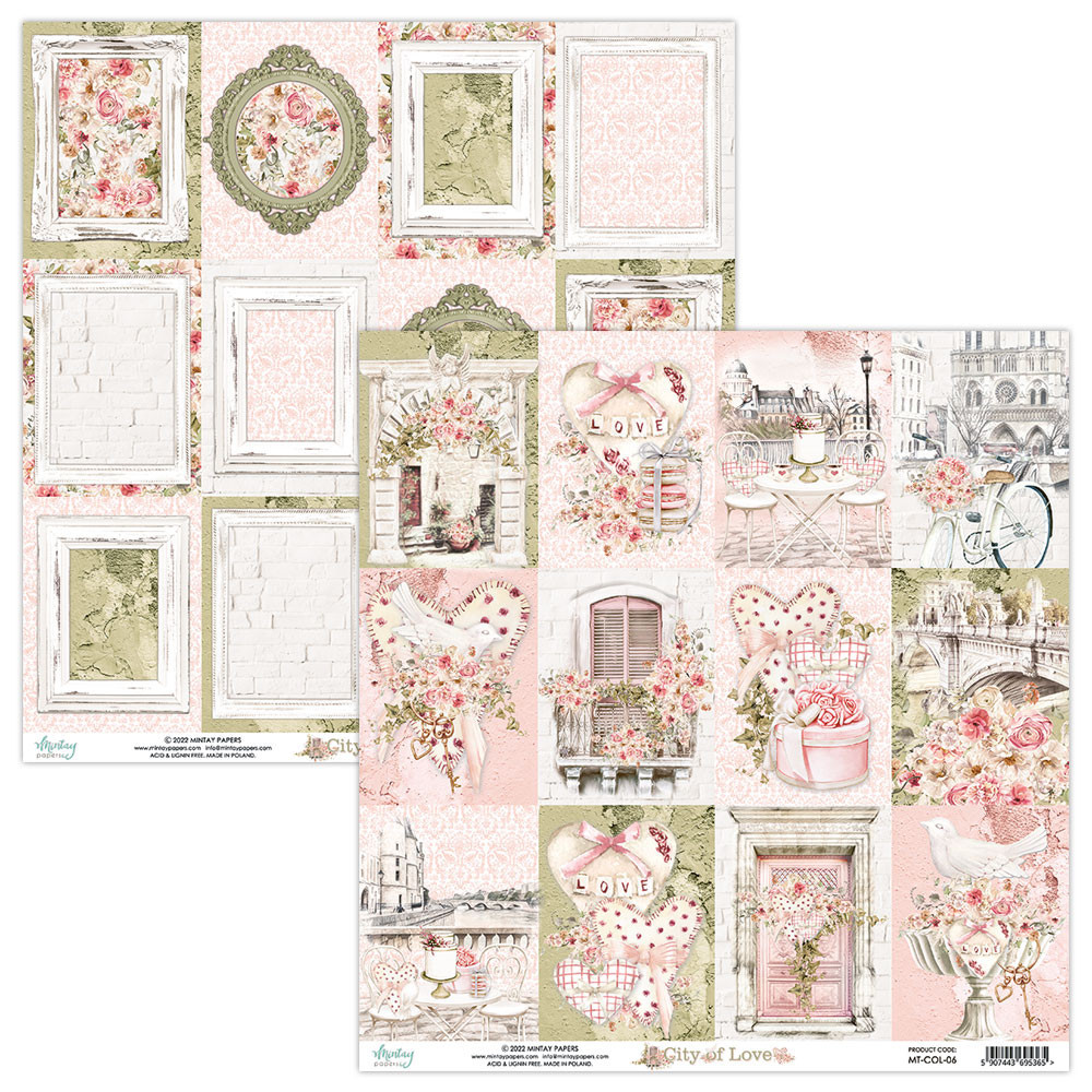 Set of scrapbooking papers 30,5 x 30,5 cm - Mintay - City of Love