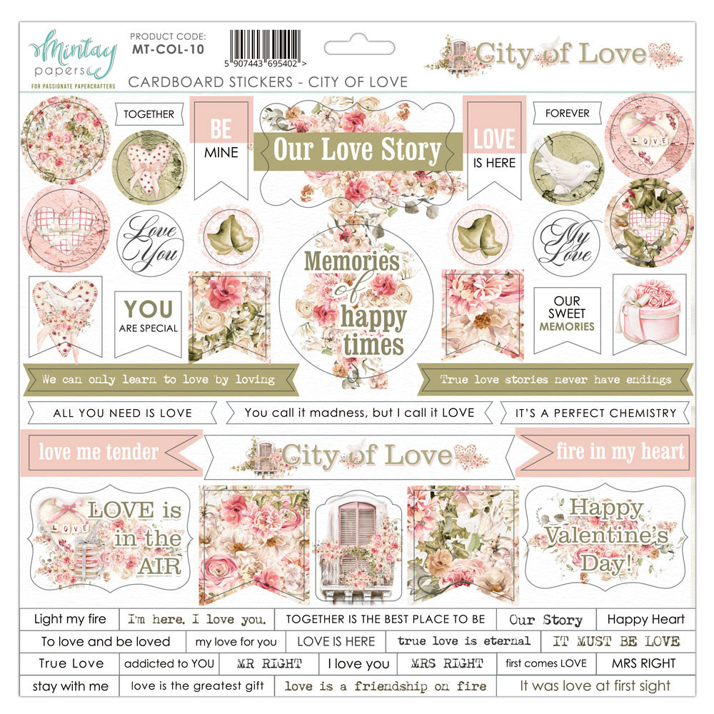 Set of cardboard stickers 30,5 x 30,5 cm - Mintay - City of Love