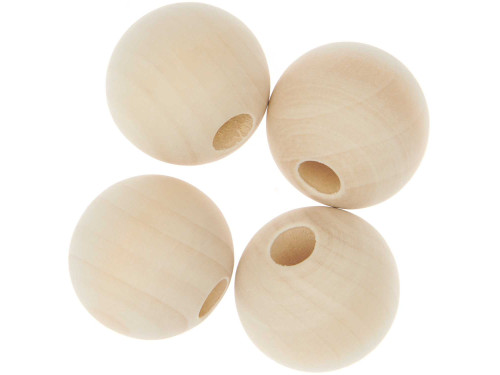 Wooden macrame beads - Rico Design - Natural, 35 mm, 4 pcs