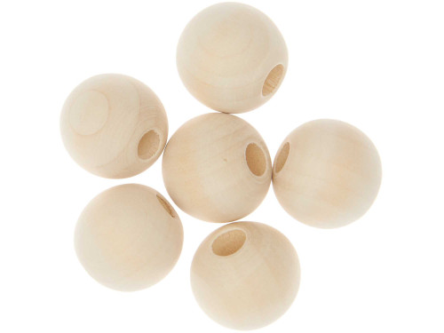 Wooden macrame beads - Rico Design - Natural, 30 mm, 6 pcs