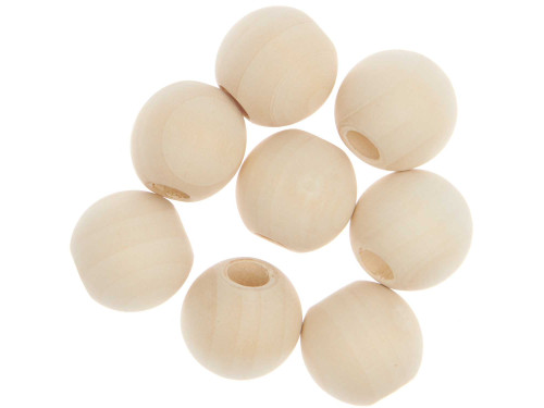 Wooden macrame beads - Rico Design - Natural, 25 mm, 8 pcs