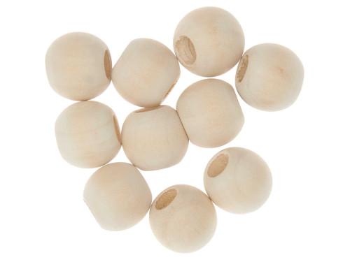 Koraliki drewniane do makramy - Rico Design - Natural, 20 mm, 10 szt.