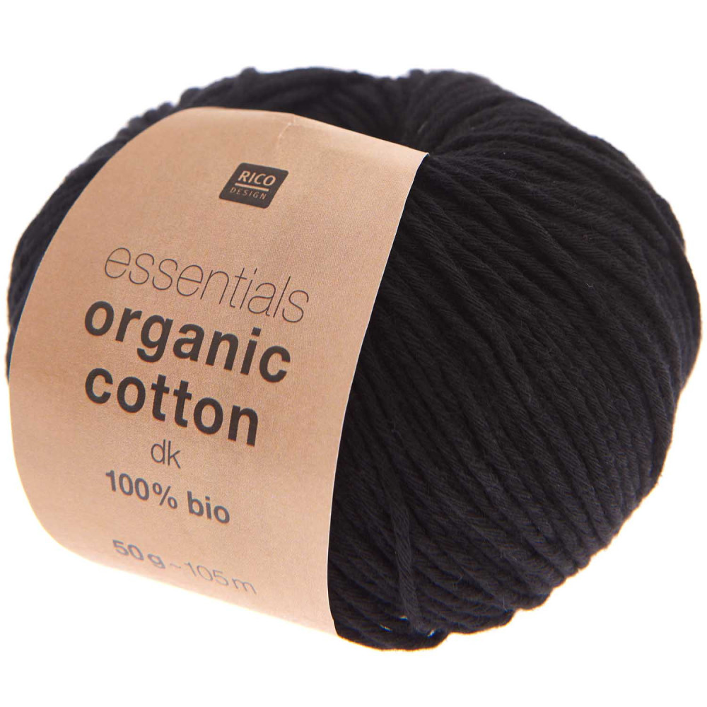 Essentials Organic Cotton DK cotton yarn - Rico Design - Black, 50 g