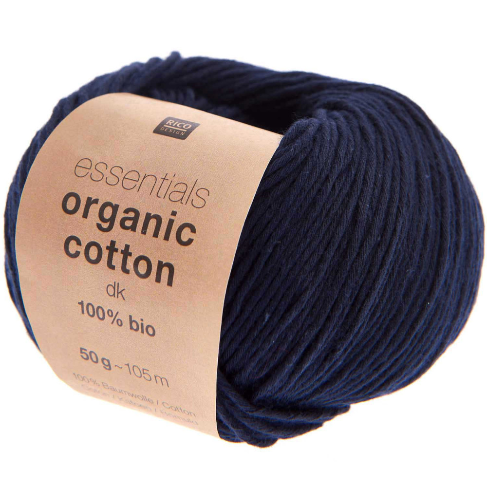 Essentials Organic Cotton DK cotton yarn - Rico Design - Navy Blue, 50 g