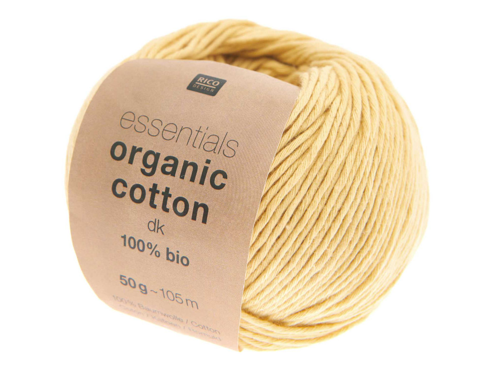 Essentials Organic Cotton DK cotton yarn - Rico Design - Mustard, 50 g