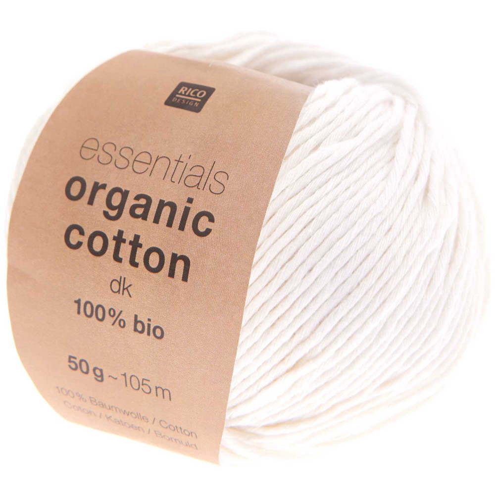 Essentials Organic Cotton DK cotton yarn - Rico Design - White, 50 g