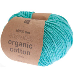 Essentials Organic Cotton Aran cotton yarn - Rico Design - Turquoise, 50 g