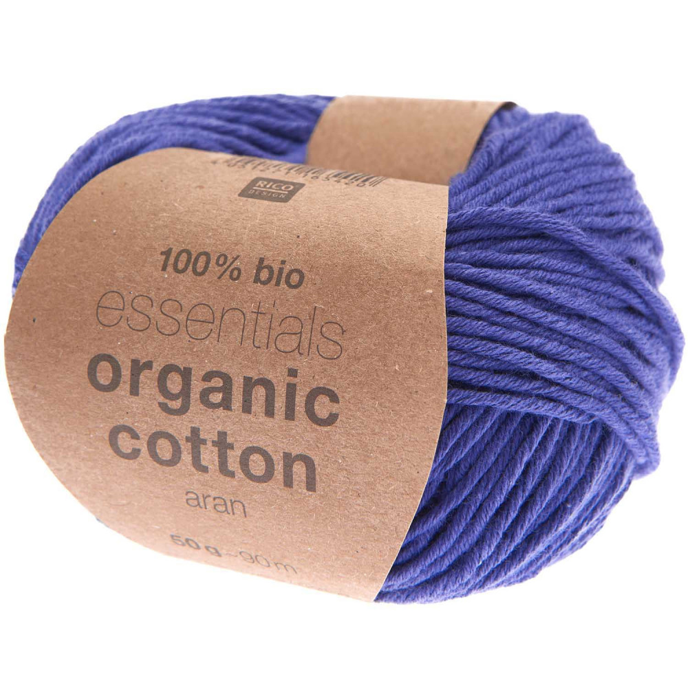 Essentials Organic Cotton Aran cotton yarn - Rico Design - Violet, 50 g