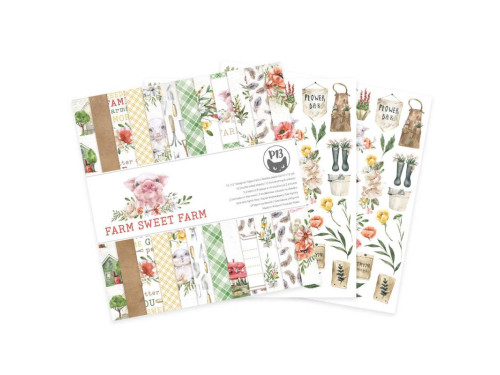 Set of scrapbooking papers 30,5 x 30,5 cm - Piątek Trzynastego - Farm Sweet Farm