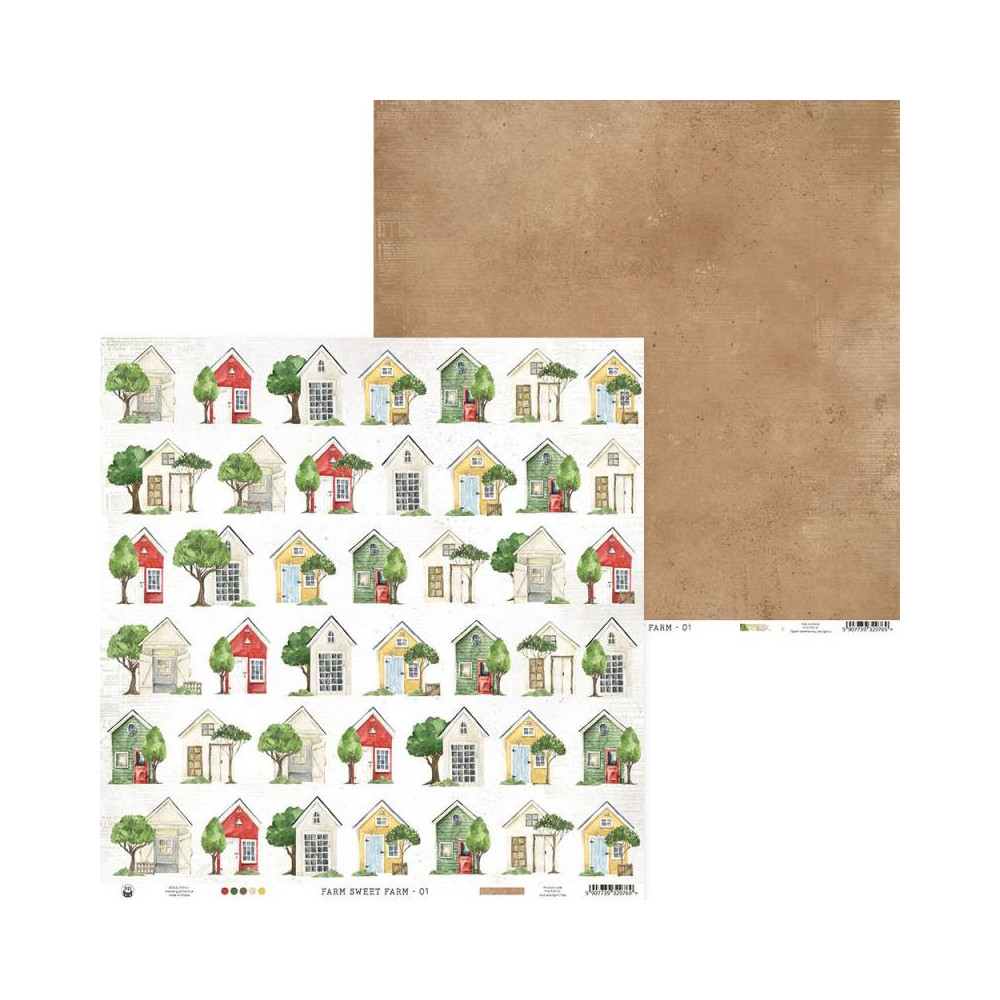 Set of scrapbooking papers 15,3 x 15,3 cm - Piątek Trzynastego - Farm Sweet Farm