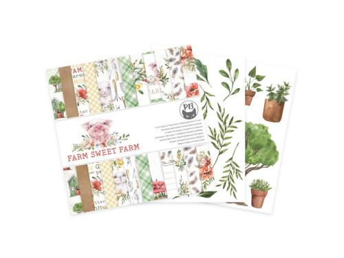 Set of scrapbooking papers 15,3 x 15,3 cm - Piątek Trzynastego - Farm Sweet Farm