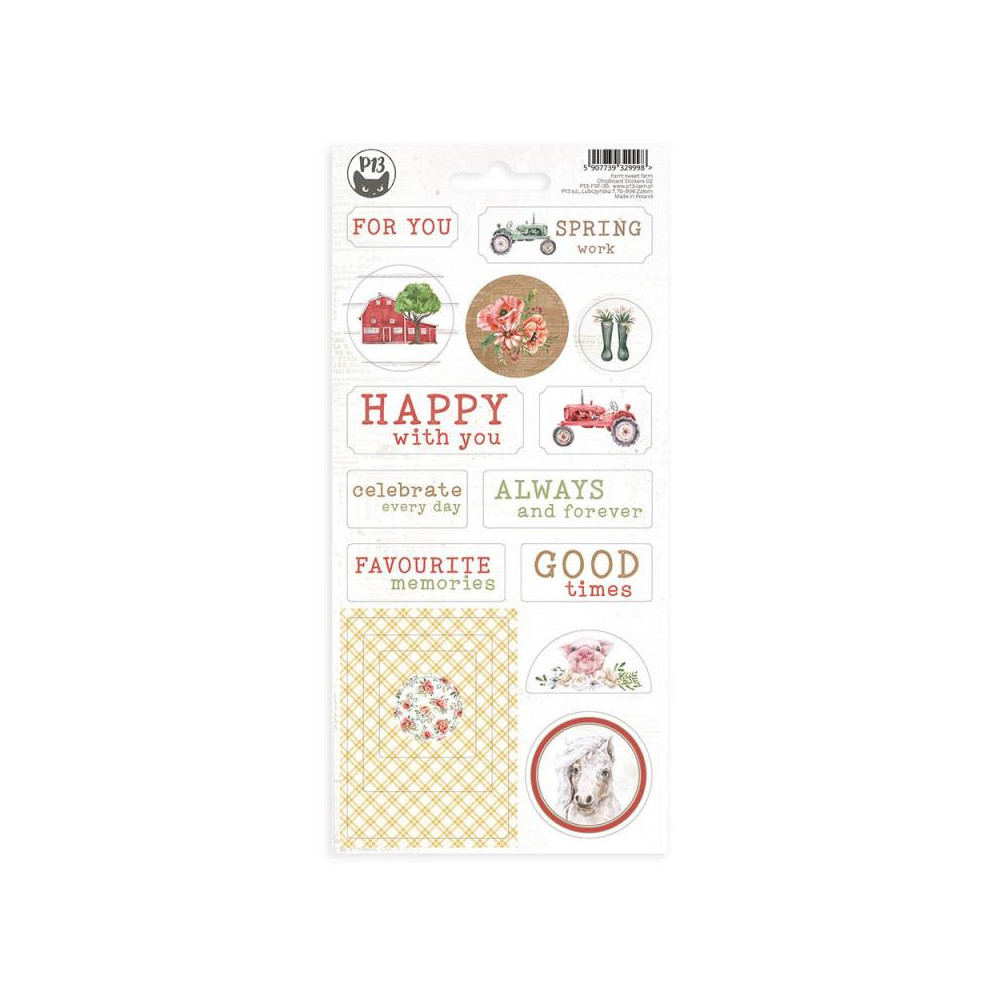 Set of cardboard stickers 10,5 x 22 cm - Piątek Trzynastego - Farm Sweet Farm 02
