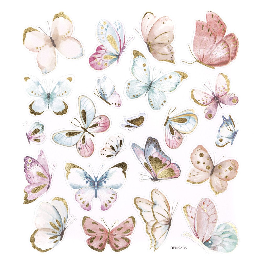 Stickers with gilding - DpCraft - Boho Butterflies, 22 pcs