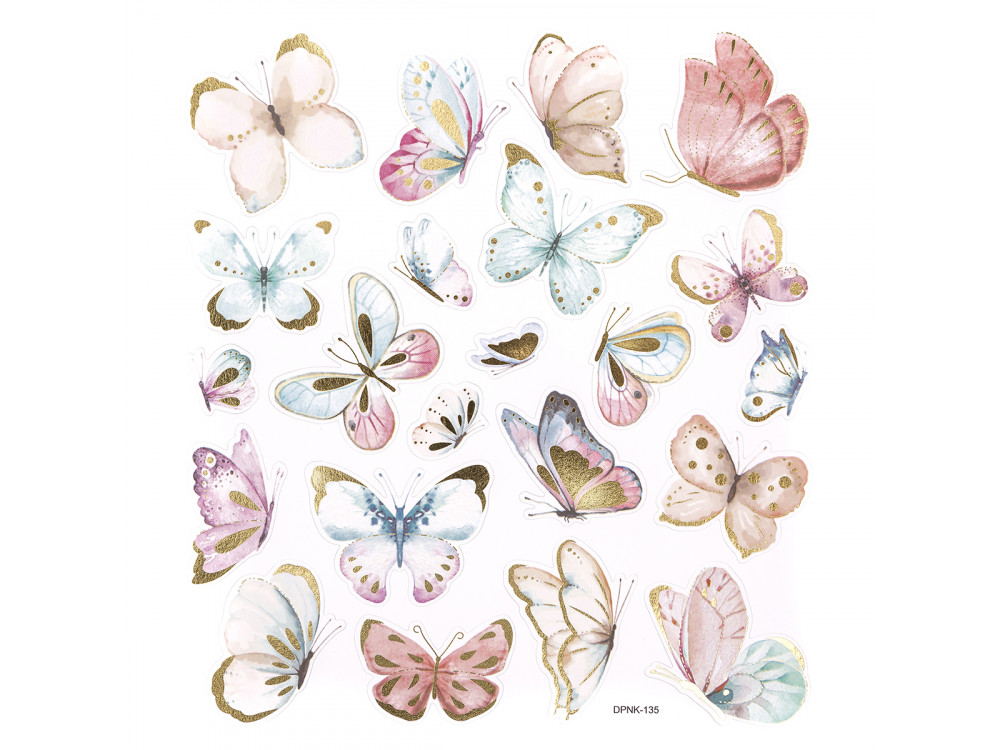 Stickers with gilding - DpCraft - Boho Butterflies, 22 pcs